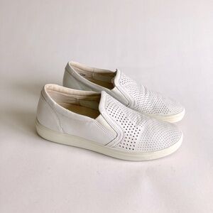 Ecco White Leather Synthetic Outsole Low Top Sneakers size 10